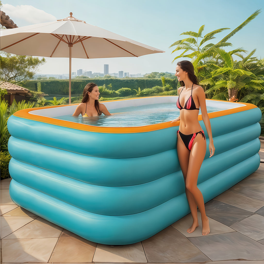 102.3-Inch Large, Spacious Adult-Sized Inflatable Family Pool. Durable And Sturdy Construction, Quick And Easy to Set Up, Perfect for Outdoor Fun And Relaxation at Summer Parties, Holidays, And Family Gatherings