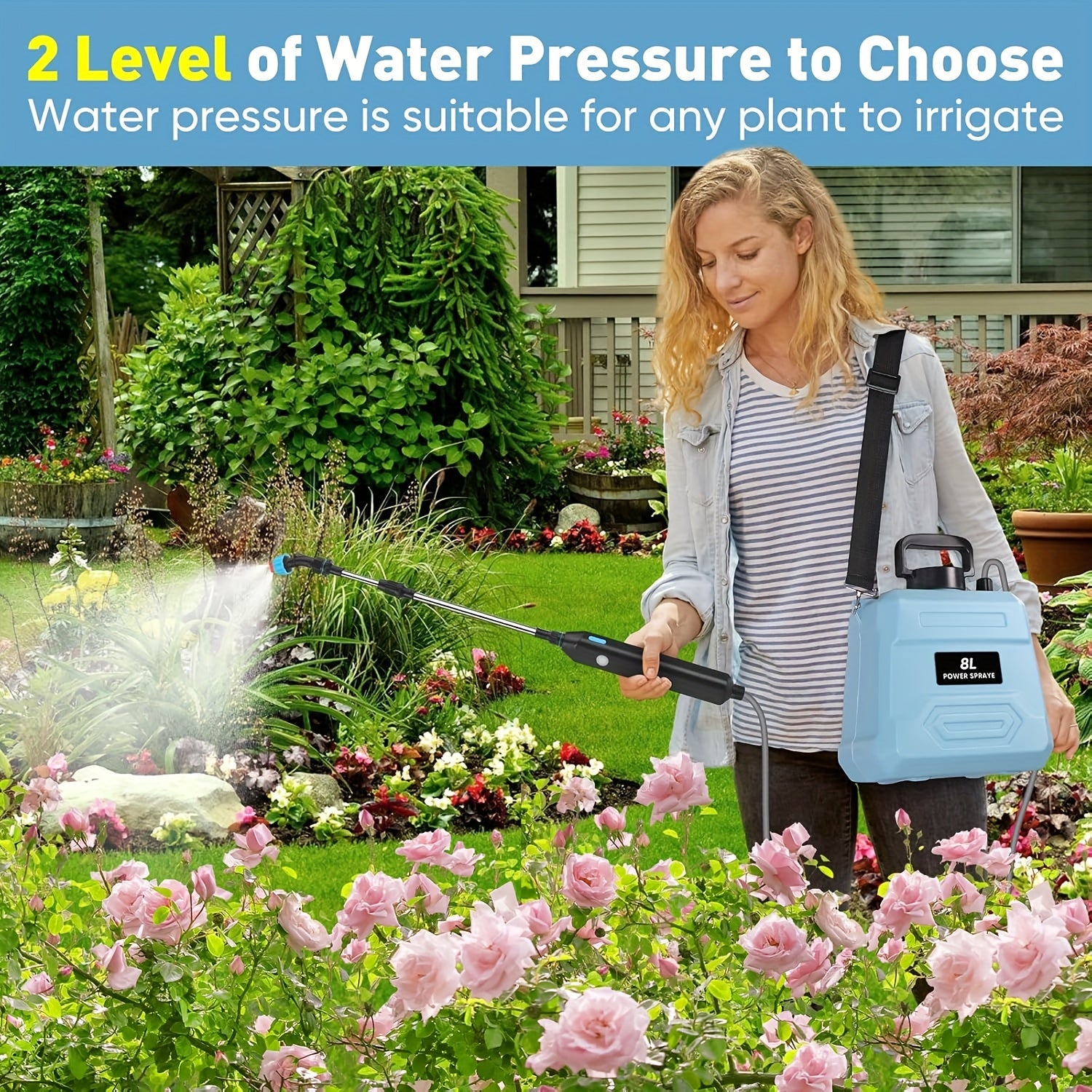 1.32gal Electric Sprayer, High-Performance Electric Sprayer Featuring 3 Mist Nozzles, Extendable Wand, Garden Sprayer Equipped with Adjustable Shoulder Strap for Lawn, Garden, And Cleaning Tasks