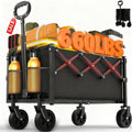 Upgraded Heavy Duty 480 660 LBS Capacity Folding Garden Wagon All Aluminum Frame Durable Fabric Multi-Functional Utility Cart for Shopping Camping Gardening Beach Outdoor Picnic Cargo Transport Party