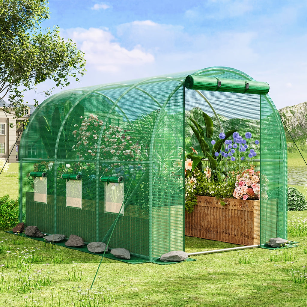 3/4-Layer Iron Framed Garden Greenhouse With PE Cover, Greenhouse For Indoor Outdoor, Small Plastic Plant Green House Rack Stand Portable Greenhouses With Durable PE Cover For Seedling, Ideal Gardening Deco, White/Green, For Halloween And Christmas