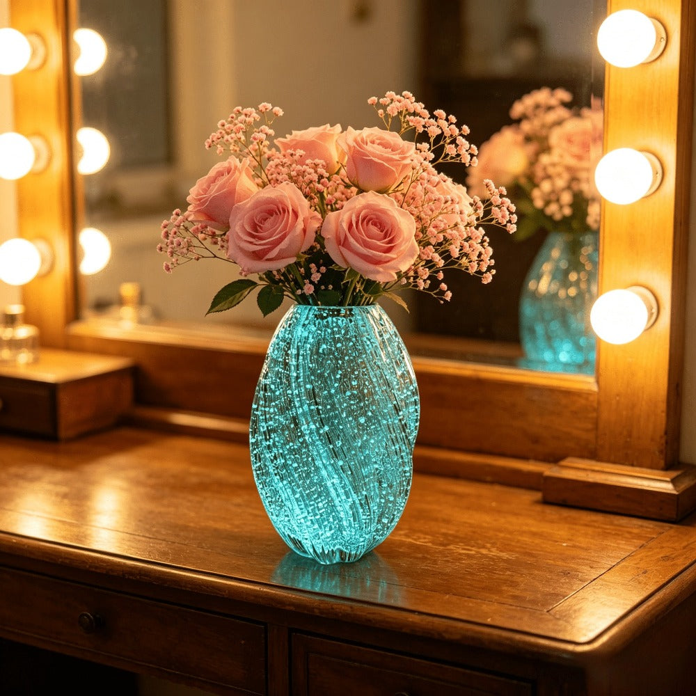 Wave Mouth Vases Luminous Handmade Glass Flower Vase Desktop Ornaments Propagation Station Plant Holder for Home Wedding Decor gardening gift for home decor