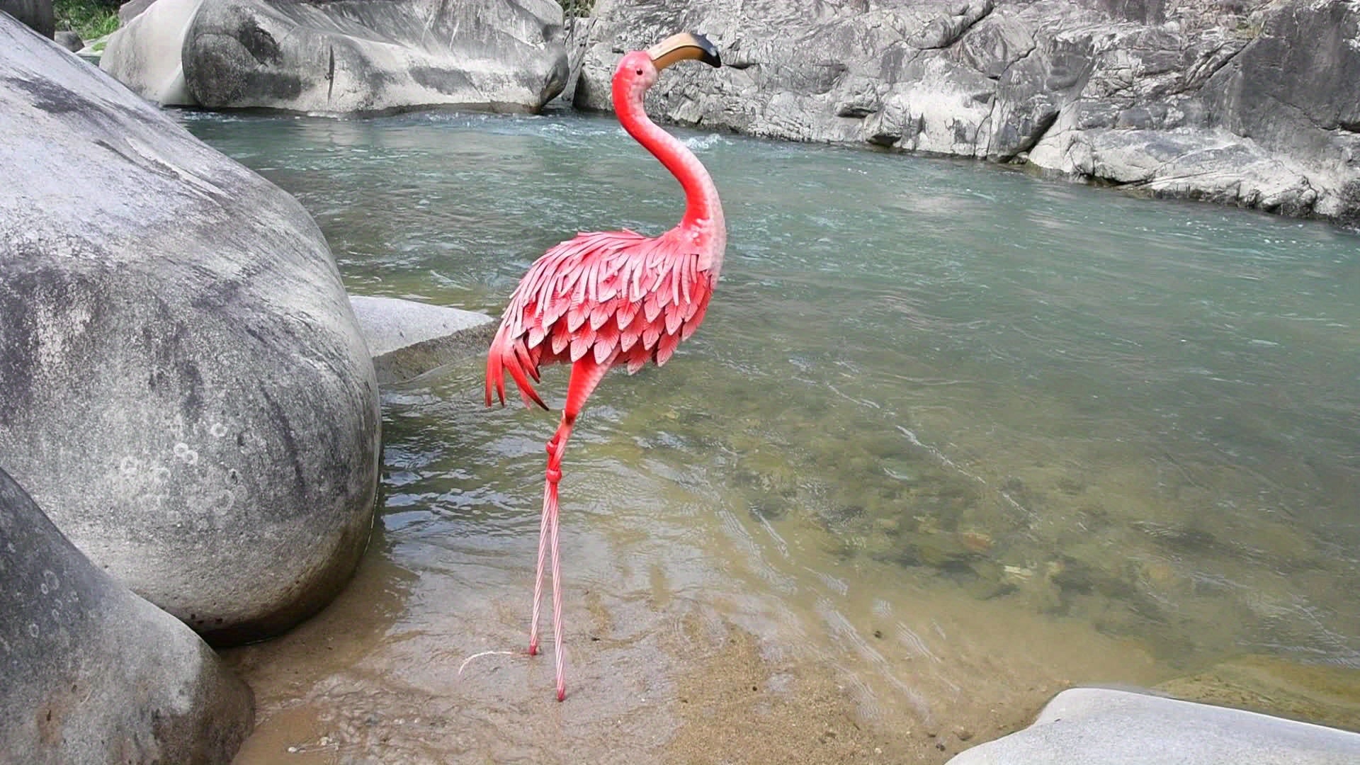 [Outdoor Flamingo Decor] 1pc, 36-Inch Outdoor Metal Flamingo Decor, Rustic Bird Yard Art, Standing Flamingo Statue For Lawn, Backyard, Porch, & Patio, Garden Sculpture, Single Pack