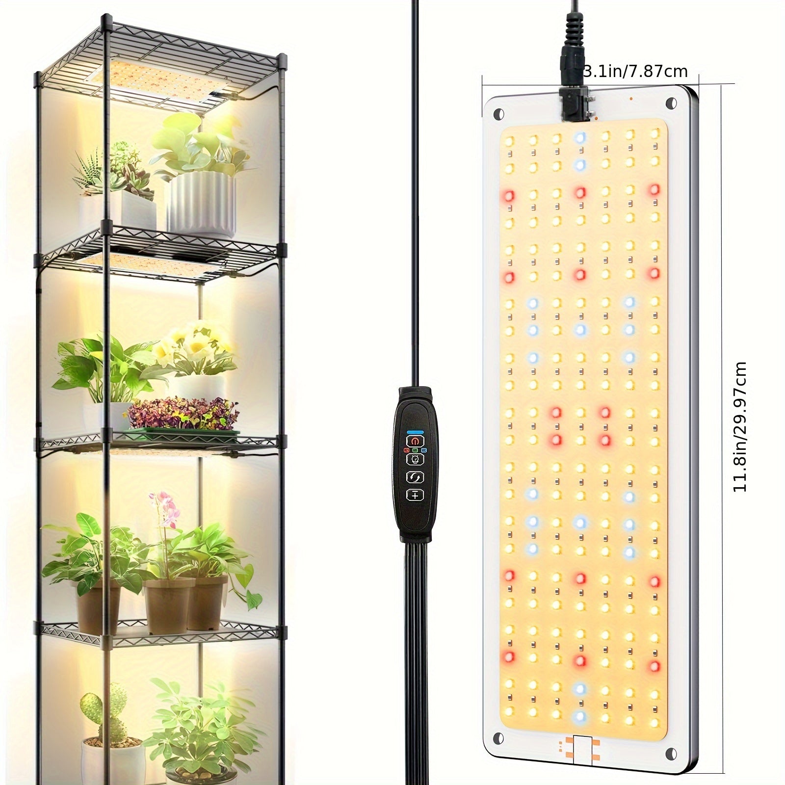 2/4pcs LED Grow Lights Featuring 718 LED Beads, Designed for Full Spectrum Growth of Indoor Plants. The Ultra-Thin LED Growth Light Bar Includes Automatic On/Off Settings for 3/9/12 Hours, Offers 3 Lighting Modes