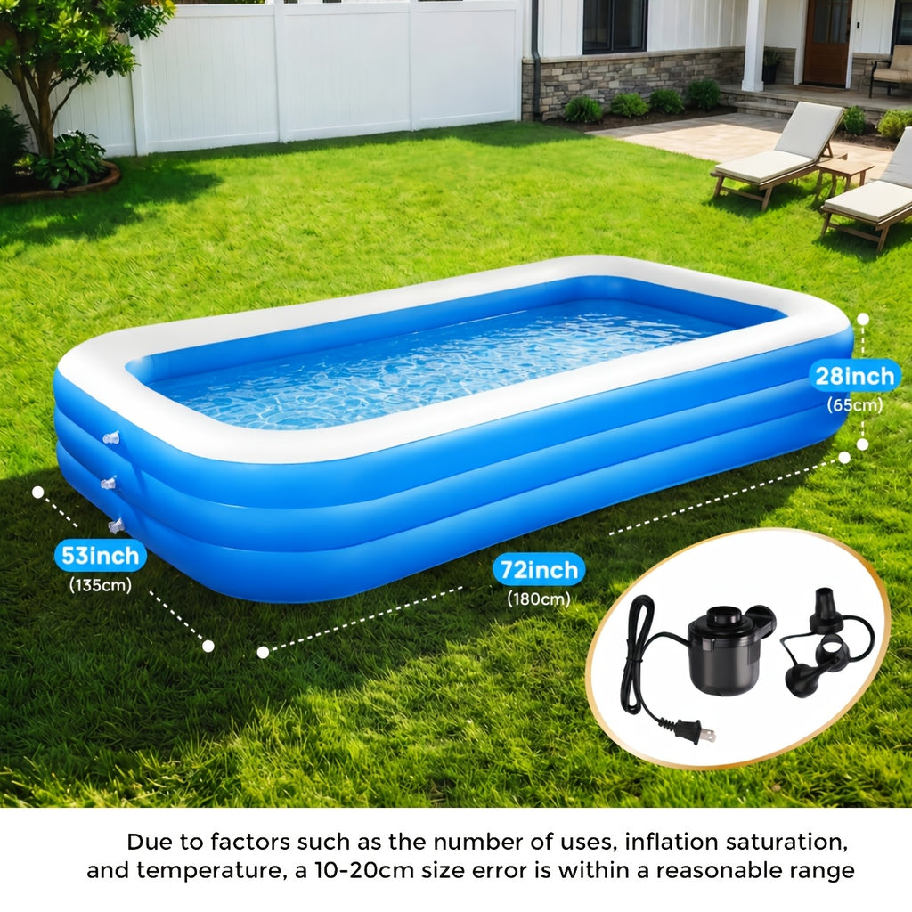 Syvio Super Large Inflatable Pool for Adult 310cm/180cm Spacious Swimming Pool for Family 125 Inches Multi-layer Thicken PVC Material, Foldable Oversized Blow Up, Durable Construction, Ideal for Outdoor, Garden, Backyard, Summer Water Party