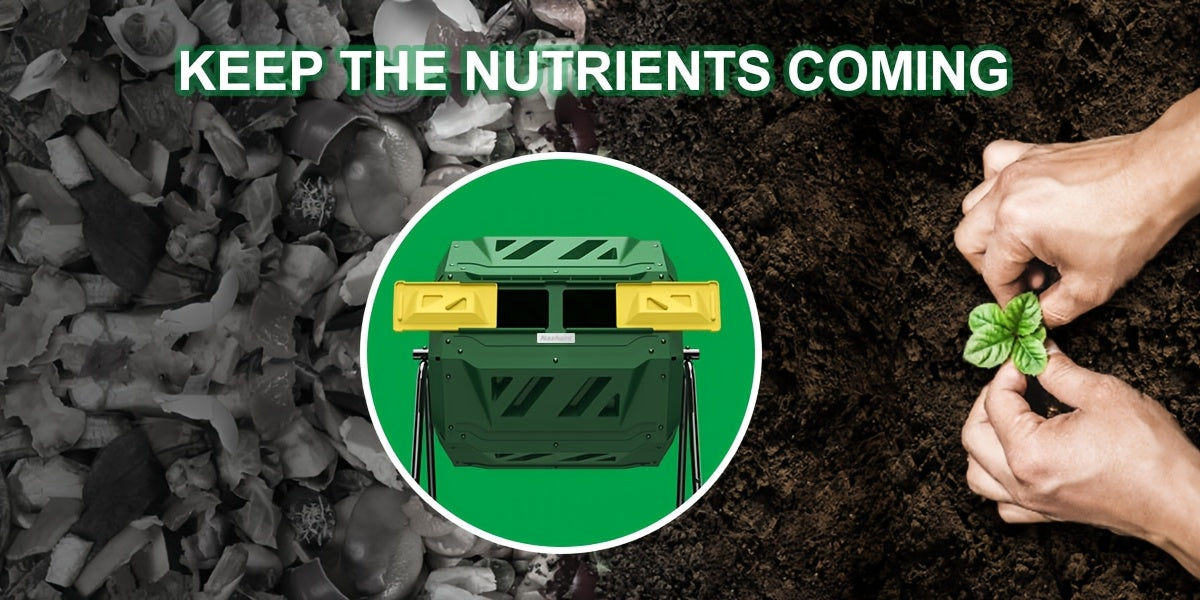 Tumbling Composter with Two Chambers, 43 Gallons, Suitable for Kitchen Scraps, Garden Debris, Patio Waste, And Yard Leaves