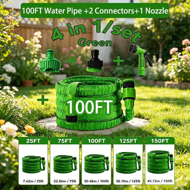 Multi-Functional High-Pressure Garden Hose Lightweight And Flexible, Leak-Proof Fittings, with 7 Spray Modes, Suitable for Lawns, Gardens, Outdoor Cleaning, Car Washes, 50/100ft Hose, Suitable for Year-Round Use