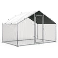 SNDM Large Metal Chicken Coop & Outdoor Poultry Cage for Chickens, Ducks, Rabbits - Weather-Resistant, UV-Resistant Semi-Cover Design with Ventilation Mesh Walls, Easy-Access Doors & Secure Latches, No Electricity Needed, Small Livestock Enclosure, Rabbit