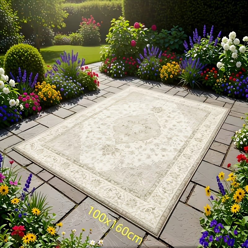 Crystal Velvet Mat - Durable 850g/m², Rockabilly Floral & Persian Patterns, Anti-Slip Backing, Machine Washable 100% Polyester, Suitable for Living Room, Bedroom, Entrance - Gray & Black Marble Texture | Boho Style Mat for High-Traffic Areas