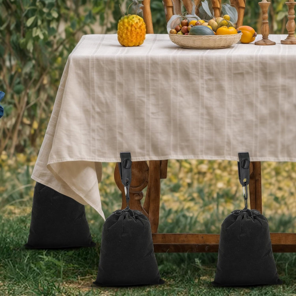 24pcs Set Of Portable Gazebo Curtain Weight Bags, Include 8 Weight Pockets, 8 Carabiners And 8 Clips, Sandbag Weights for Tents, Outdoor Curtains, Tablecloths