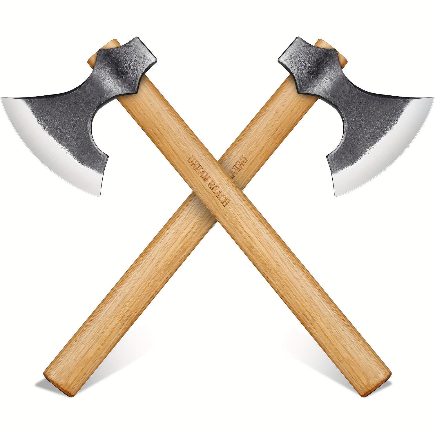 Axes 2 Pack, Professional 16" Axes for Backyard, Hand Forged Viking Axes Set Bushcraft Axes with Wooden Handle, Hand Forged Carving Axes, for Chopping Wood, Gardening