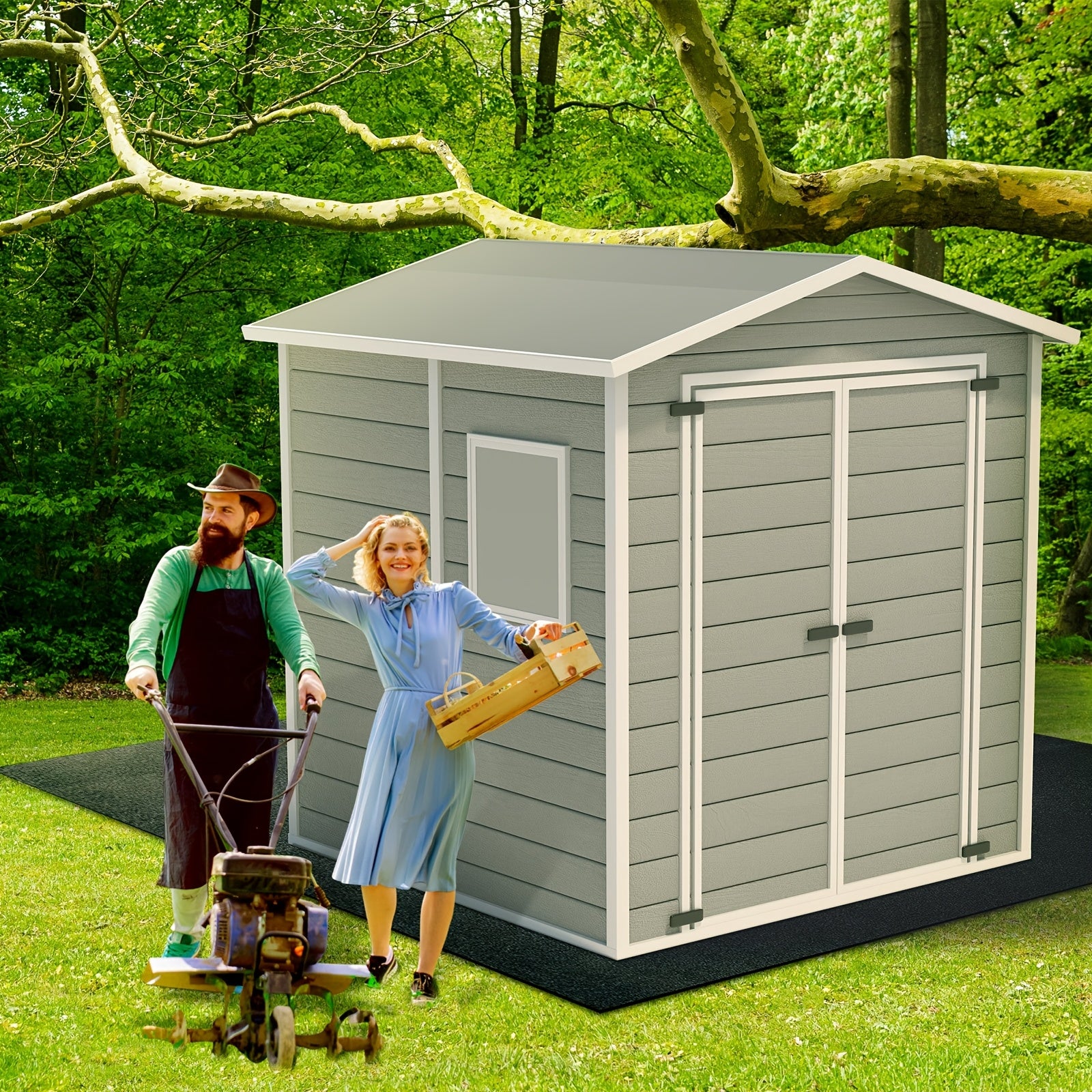 Outdoor Storage Shed Floor Mat Waterproof Outdoor Carport Mat Thickened Soft Patio Furniture Mat Washable with Non Slip Backing, Storage Shed Not Included (5 X 3ft)