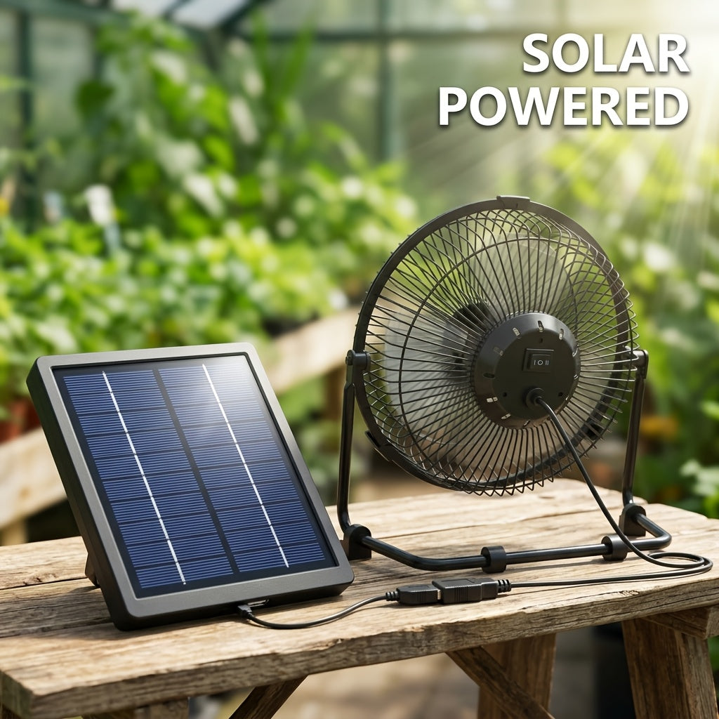Mini Greenhouse Fan Set 5W Solar Panel for Air Refresh Silent Sunlight Driven Cooling Blower for Gardening Mini Photovoltaic Set USB Charging Feature