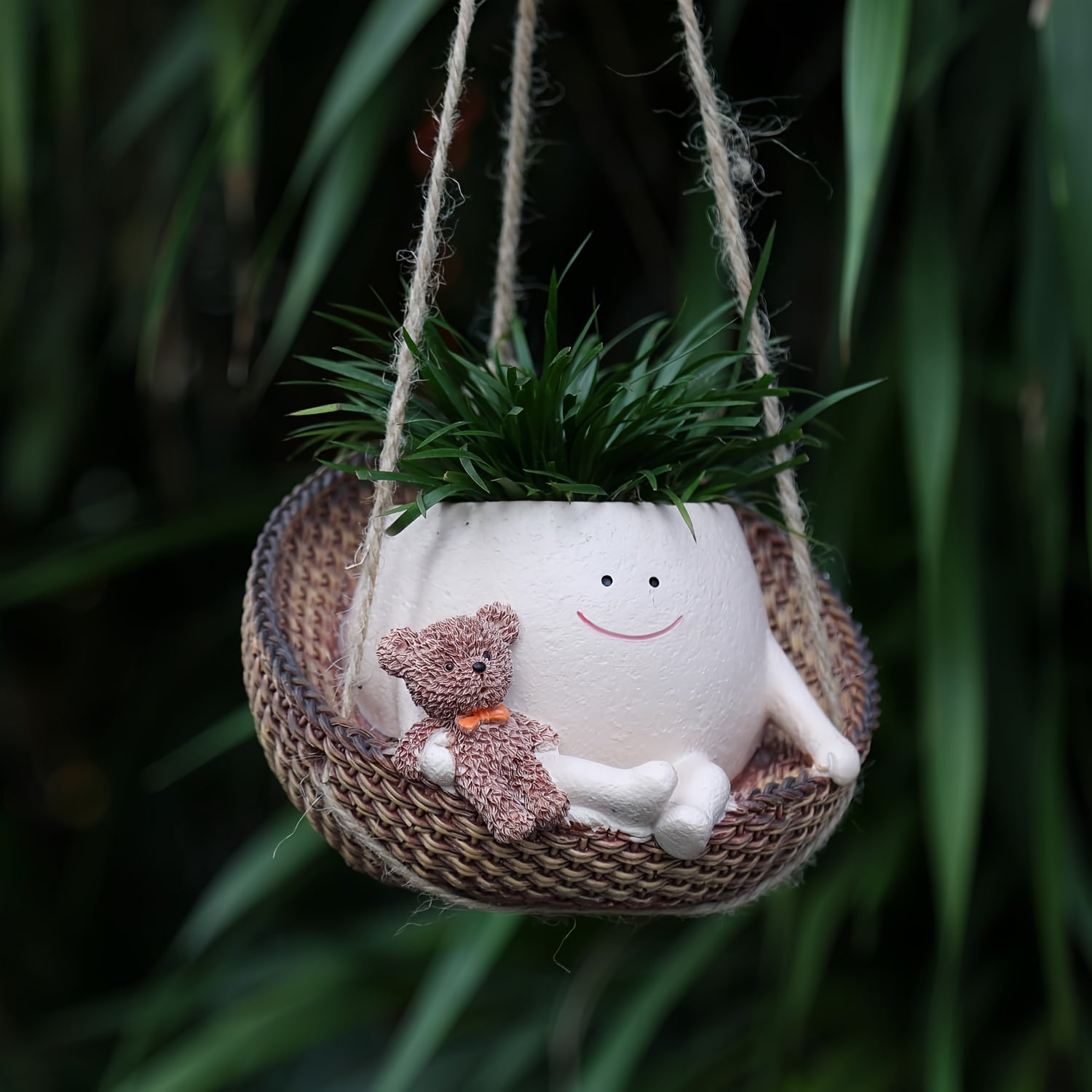 Hanging Planters With Smiling Face And Bear For Indoor Plants, Unique Funny Flower Pots Cute Decorative Garden Planters For Home Office Unique Plant Gifts For Mom