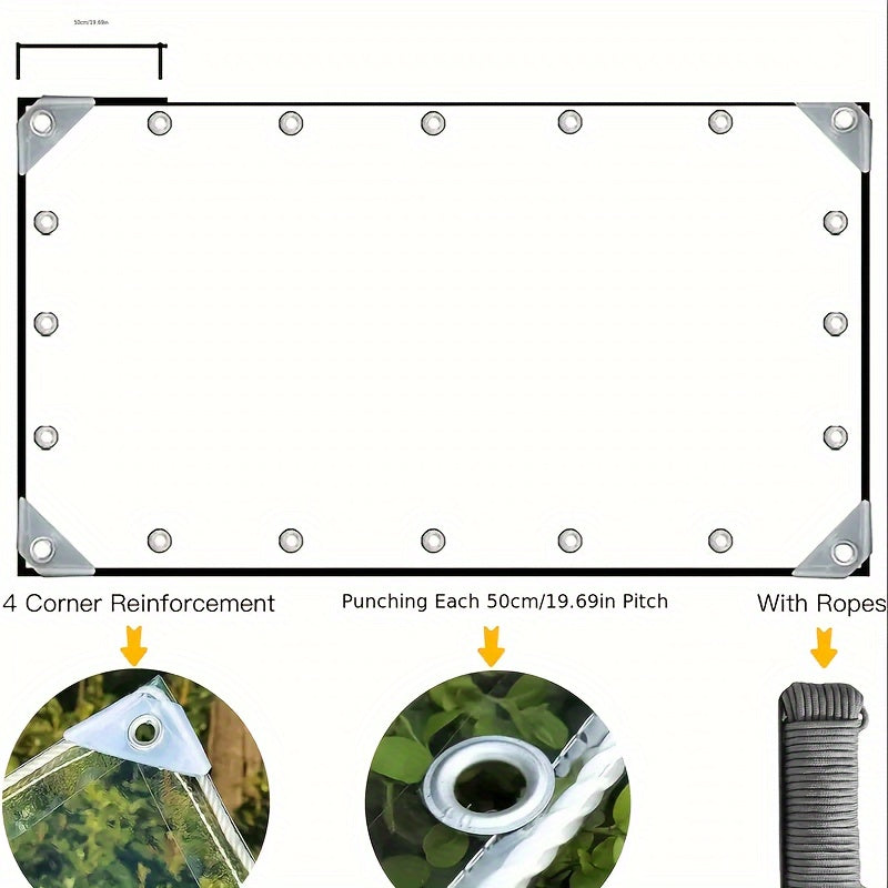 Clear Tarp 10x20ft Clear Tarps Heavy Duty Water, Vinyl Tarps Heavy Duty Waterproof 20Mil Thickened Transparent Tear Resistant PVC Enclosurewith Grommets And Reinforced Edges For Patio, Porch And Outdoor