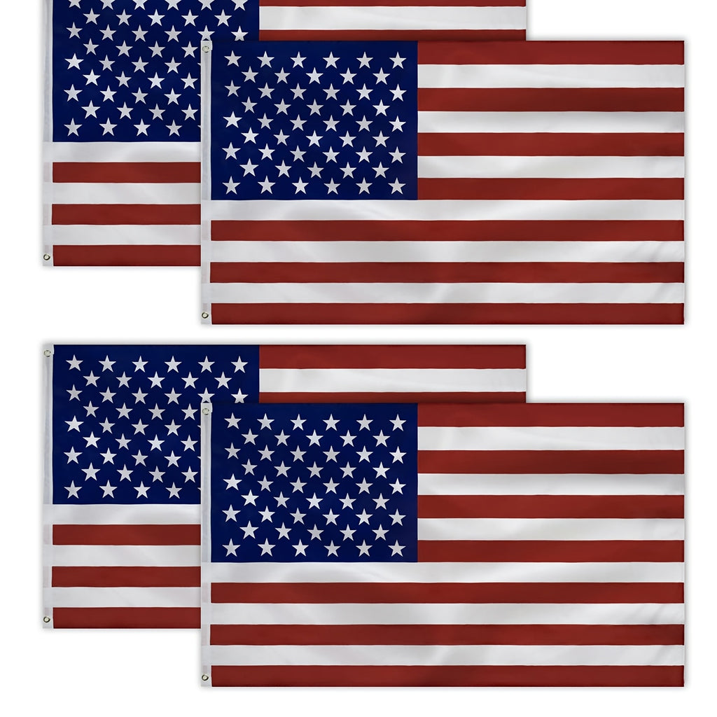 4Packs American US Flag 3x5Ft, Vibrant Color And Fade Resistant US Flags For Outside 3x5 Ft Flags Stitched Long Lasting Polyester With Durable Brass Grommets USA Flag
