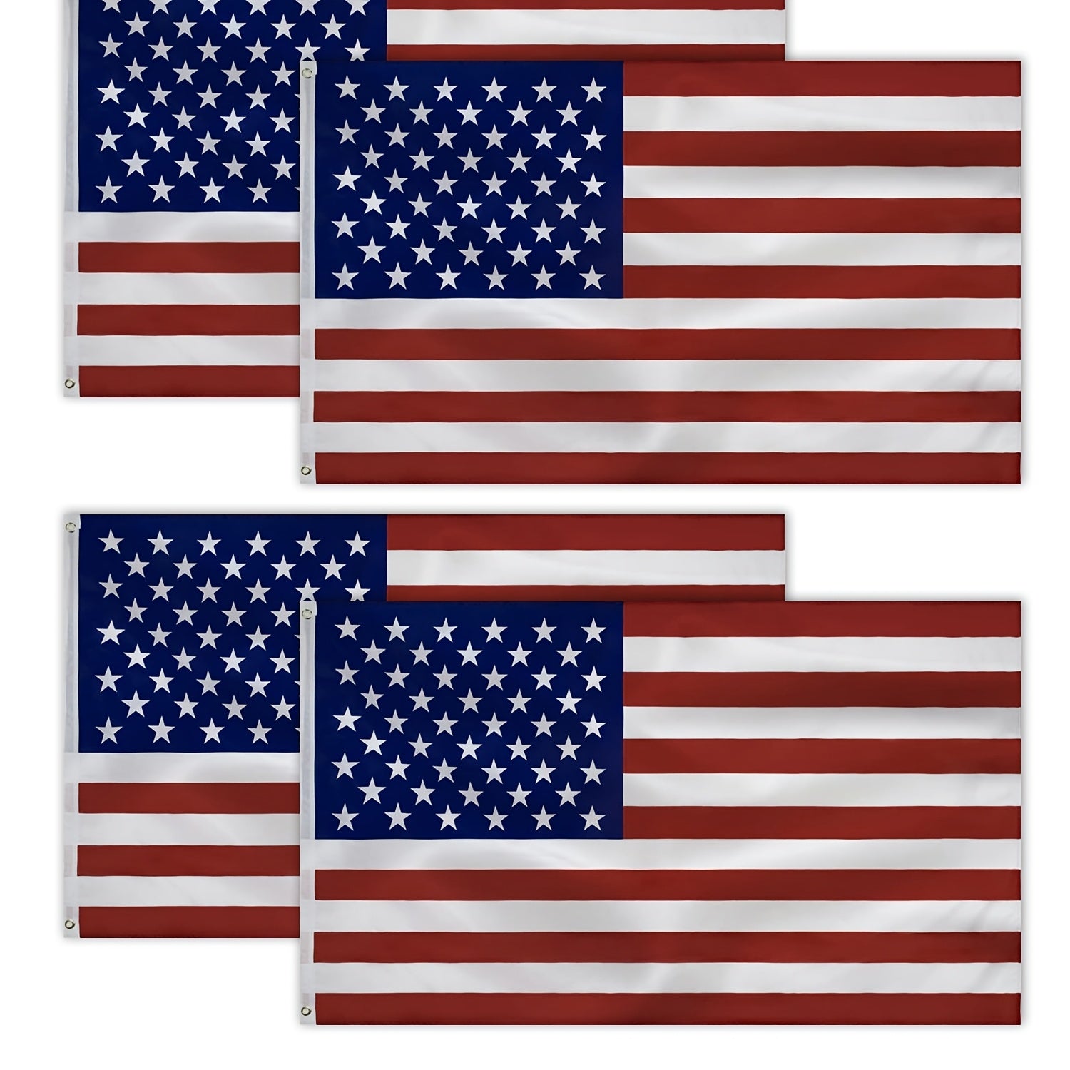 4Packs American US Flag 3x5Ft, Vibrant Color And Fade Resistant US Flags For Outside 3x5 Ft Flags Stitched Long Lasting Polyester With Durable Brass Grommets USA Flag