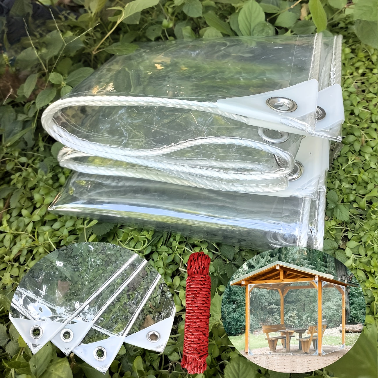 Heavy-Duty Transparent Tarp, 20 Mil Tear-Resistant Polyethylene Cover Designed for Garden Use, Featuring Grommets And Rope for Wind And Snow Protection, Suitable for Chicken Coops, Porches, Greenhouses, Camping, Plants, And Agricultural Mulch