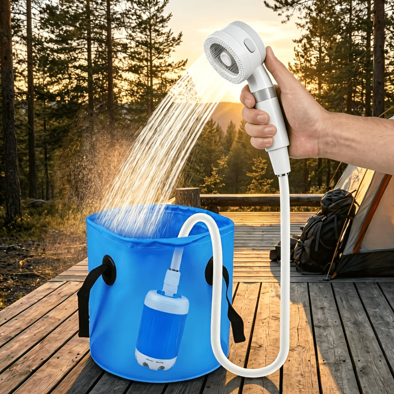 Portable Shower Pump And Outdoor Camping Shower (5000Mah); Suitable for Washing Cars And Motorcycles, Showering While Hiking Or Camping, Beach Trips, Gardening And Crop Irrigation, Bathing Pets, Cleaning The Yard, And Outdoor Fishing