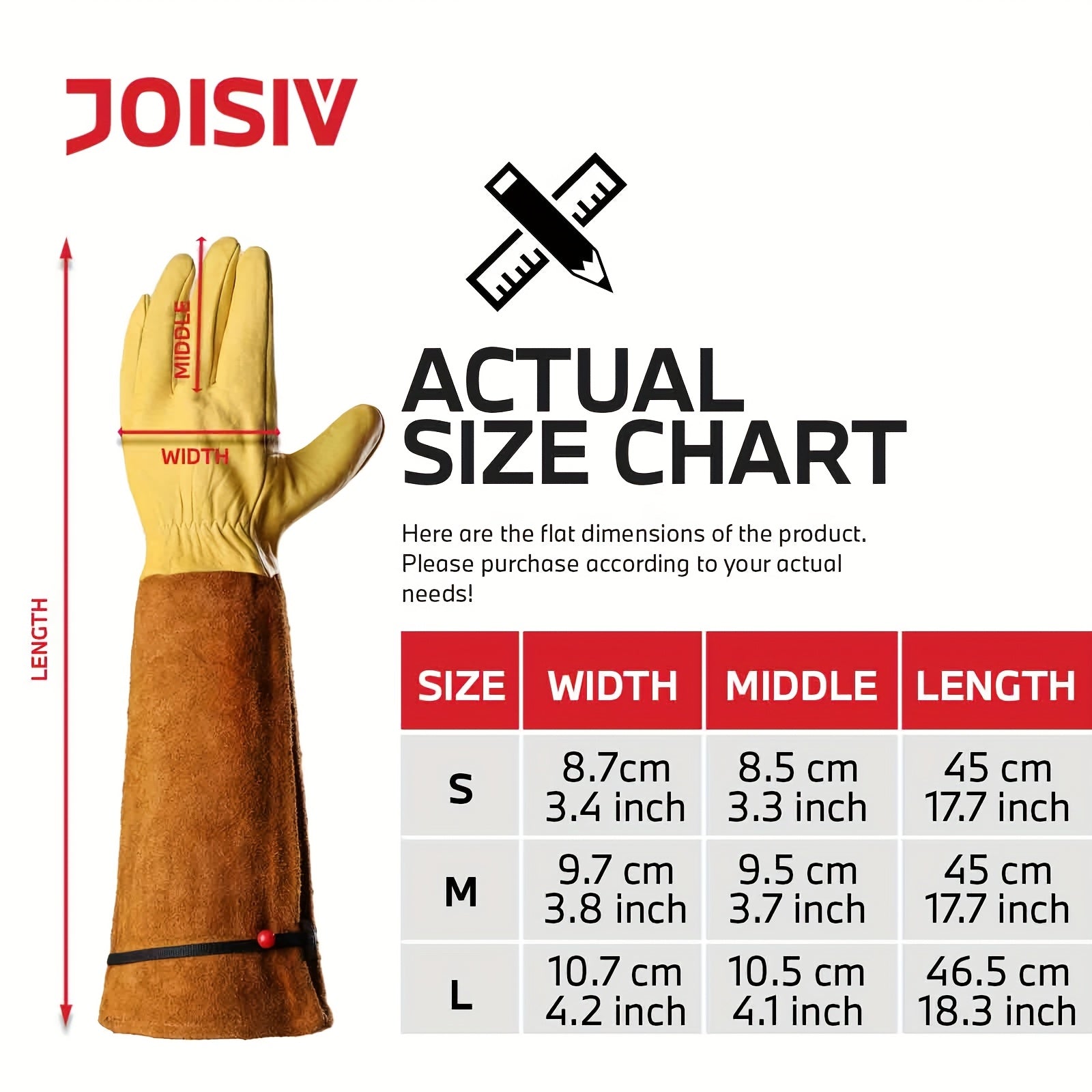 1 Pair JOISIV Gardening Gloves For Men & Women, Thorn Proof Rose Pruning Gloves With Adjustable Cuff, Long Garden Gloves Ideal Garden Gifts & Tools For Gardener, Yard Work