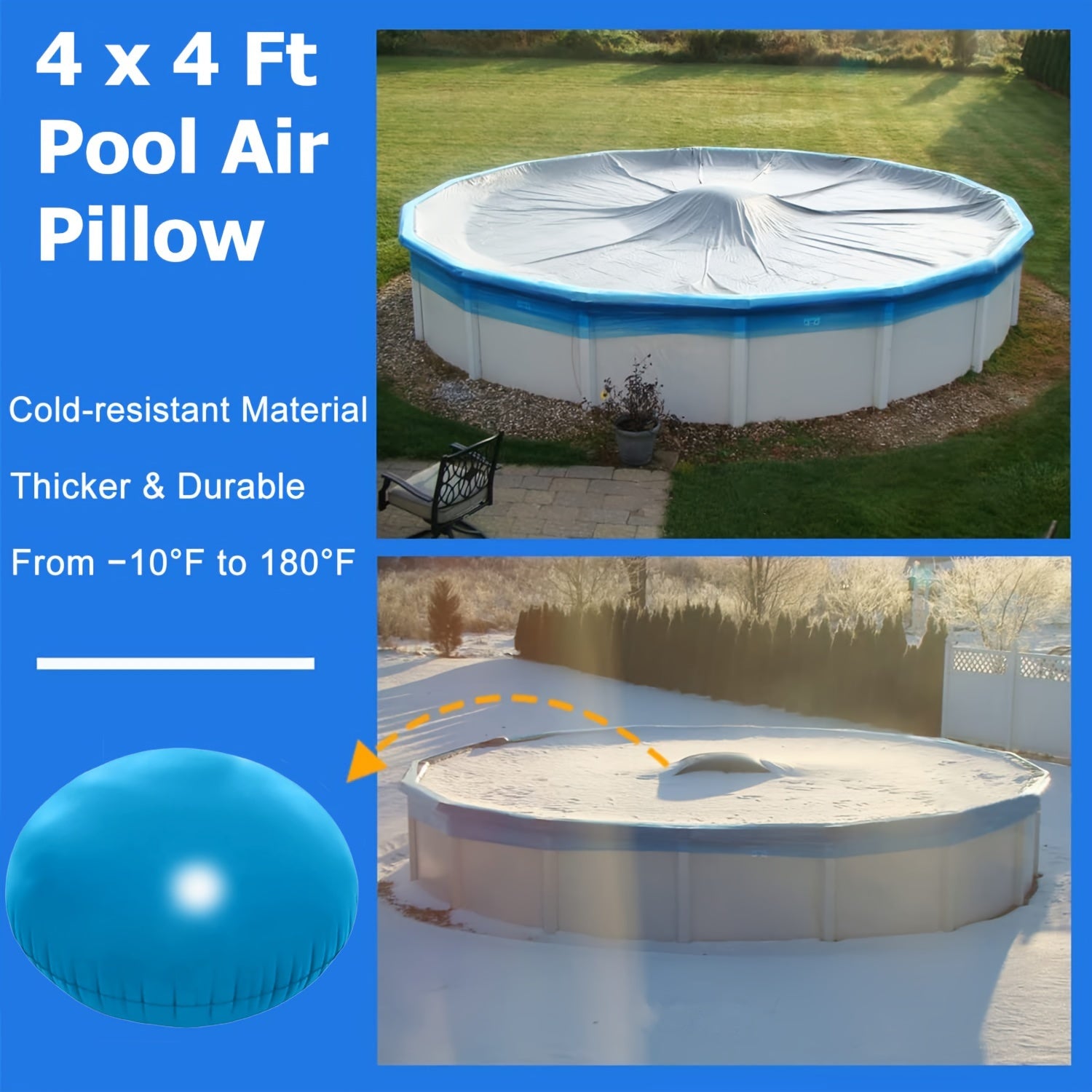 Durable Inflatable Pool Air Pillow - Freeze Protection for Above Ground Pools, Cold-Resistant PVC Material, Essential Pool Closing Kit Accessory