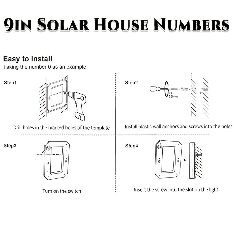 Upgraded 9-Inch Outdoor Solar House Numbering Light, IP44 /Intelligent Light Sensing, Home Address Light Suitable For: Courtyard Wall Exterior Lights/Porches/Residential Luminous Address Signs/Large Modern Style Lighting House Number Lights