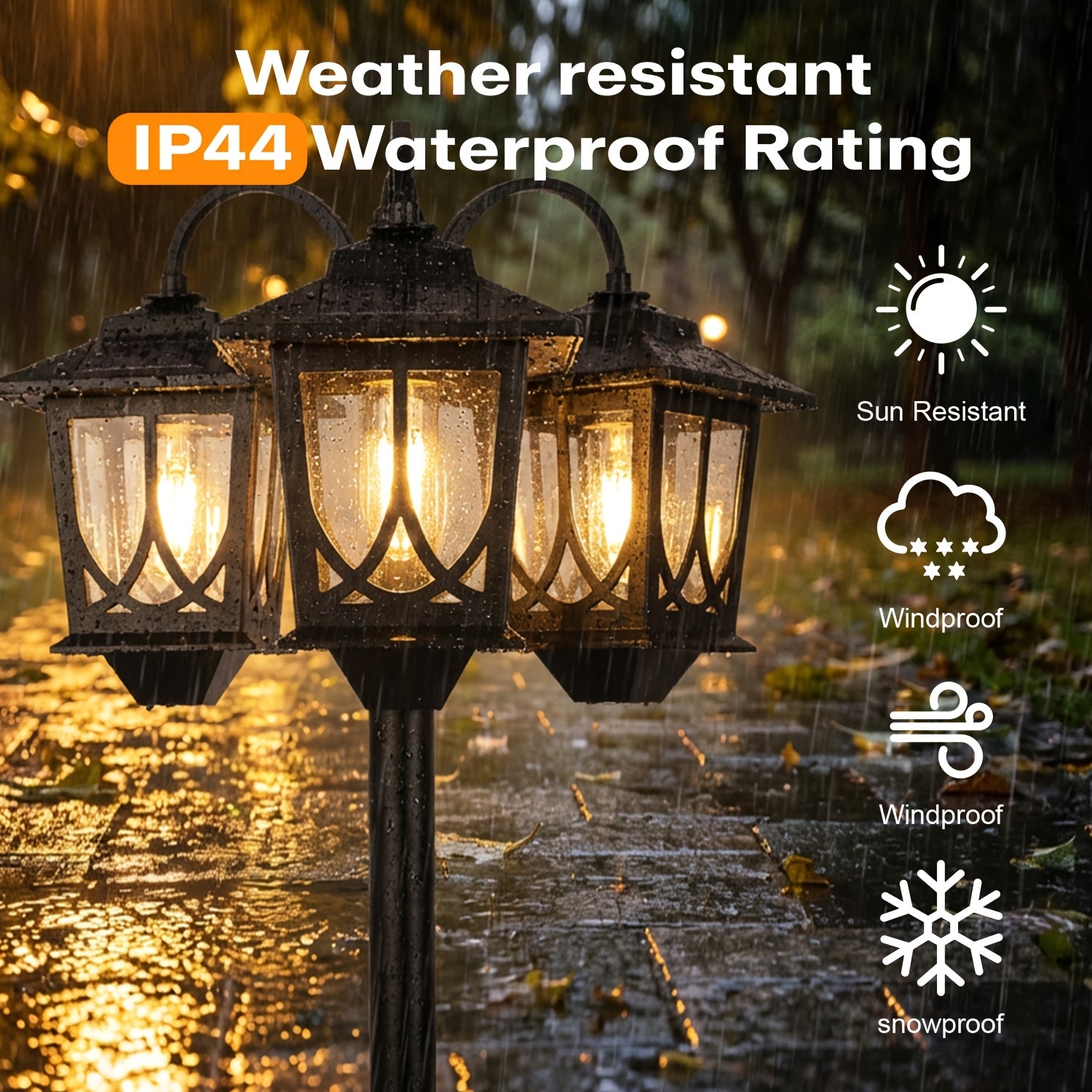 [Mardi Gras, Easter Decor] 3-Headed Solar Powered Outdoor Post Light, 73 Inch Lamp Post With Dusk To Dawn, Waterproof, Outdoor Street Light For Pole Garden Yard Home Mardi Gras, Easter Decor