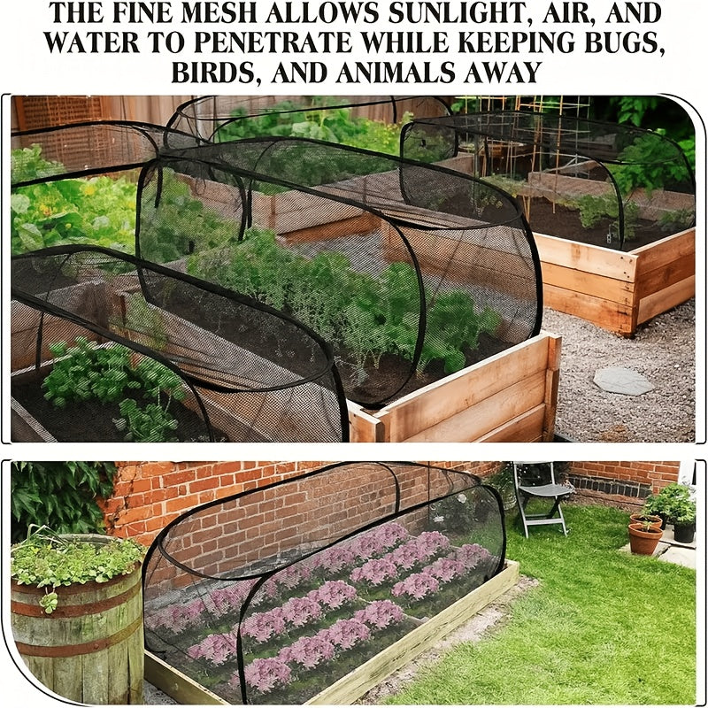 Foldable Pop-Up Mesh Plant Greenhouse Cover | Protective Cage with 4 Ground Stakes, Material, Strong And Durable Raised Bed Netting for Animal And Insect Barrier, Ideal for Fruits, Vegetables, And Seedlings, Reusable