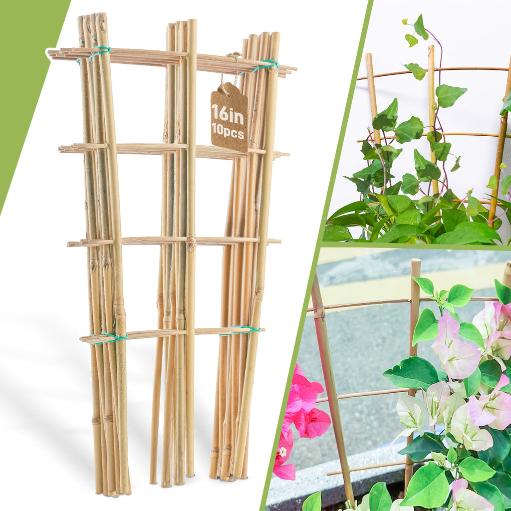 5pcs/ 10pcs Bamboo Trellis for Climbing Plants, 16 Inch Natural Garden Fan-Shaped Plant Support Bracket, Suitable for Potted Plant Decoration