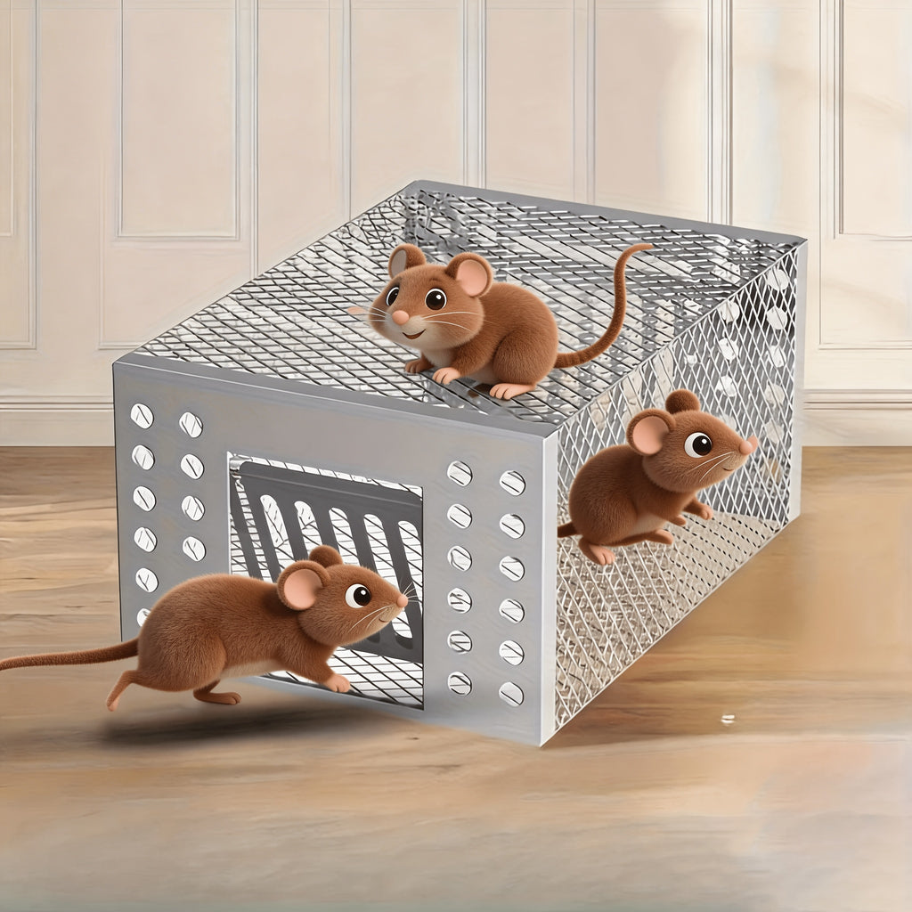 High-efficiency Automatic Mousetrap-designed for Continuous Catching, Metal Structure, Galvanized Rust Prevention, One-way Entrance And No Exit Design, Suitable for Indoor And Outdoor Pest Control, Without Power Battery.