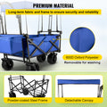 VEVOR Extra Large Collapsible Garden Cart with Removable Canopy, Folding Wagon Utility Carts with Wheels and Rear Storage, Wagon Cart for Garden, Camping, Grocery Cart, Shopping Cart