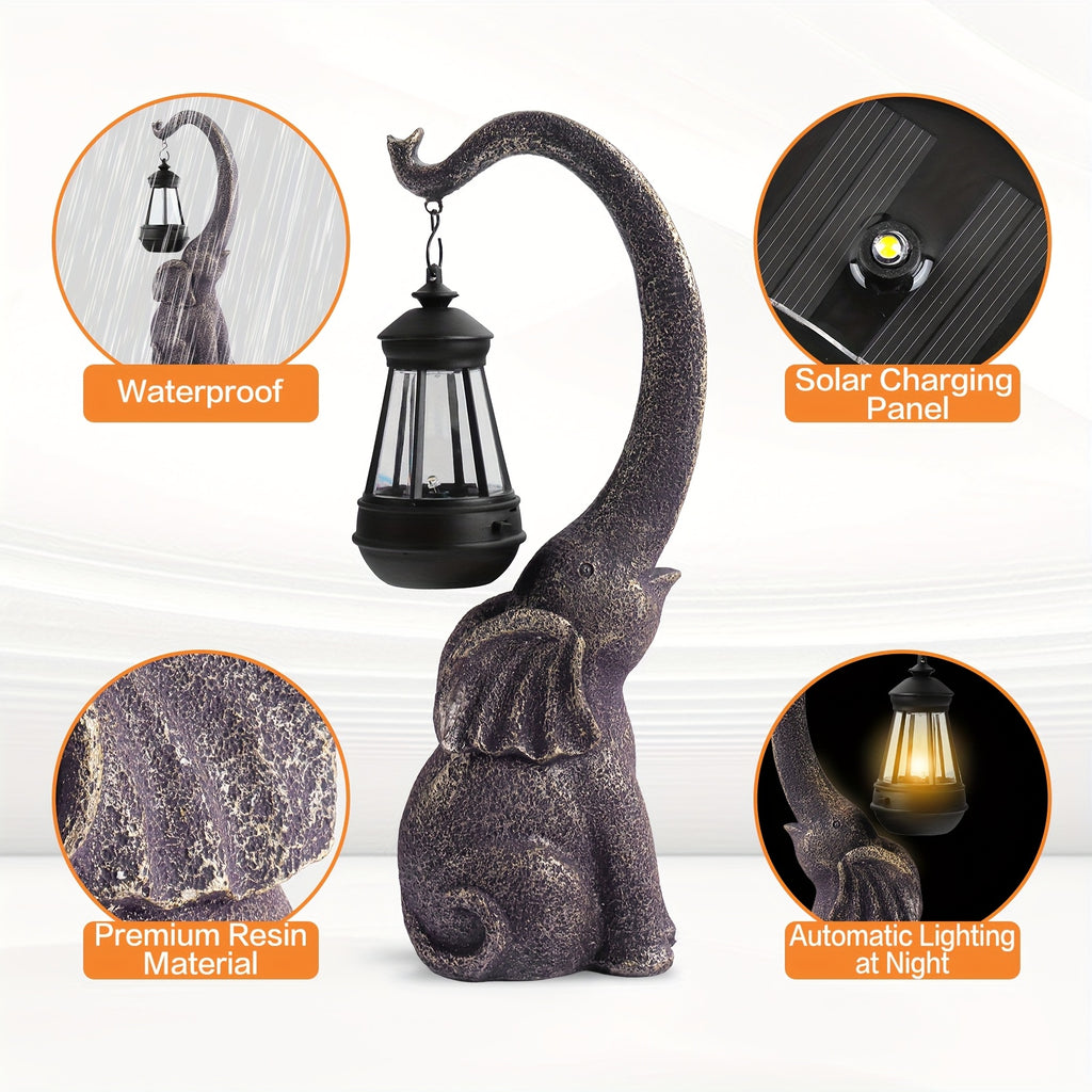 1/2pcs Solar Elephant Statue, Outdoor Garden Crafts For Elephant Statues, Art Decorations With Solar LED Lights, Garden Greening Garden Sculptures, Used For Courtyard Lawn Home Decoration