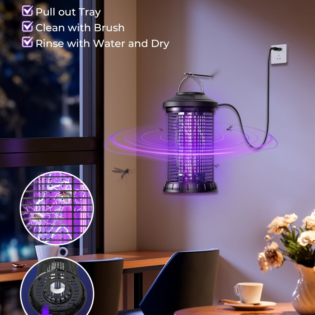 Portable Bug Zapper Outdoor Mosquito Repellent Outdoor Patio Insect Zapper 4200V Indoor Fly Trap Bug Repellent Mosquito Trap Killer for Home, Patio, And Backyard