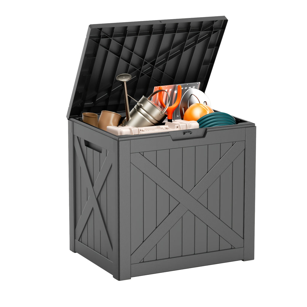 X-Sturdy 35 Gallon Large Resin Outdoor Storage Box, Weatherproof, UV Resistant - Heavy Duty Deck Box for Patio Furniture, Pool Tools, Outdoor Tools And Gardening Tools. Lockable, Perfect Holiday Gift for Halloween, Christmas, Thanksgiving, Box