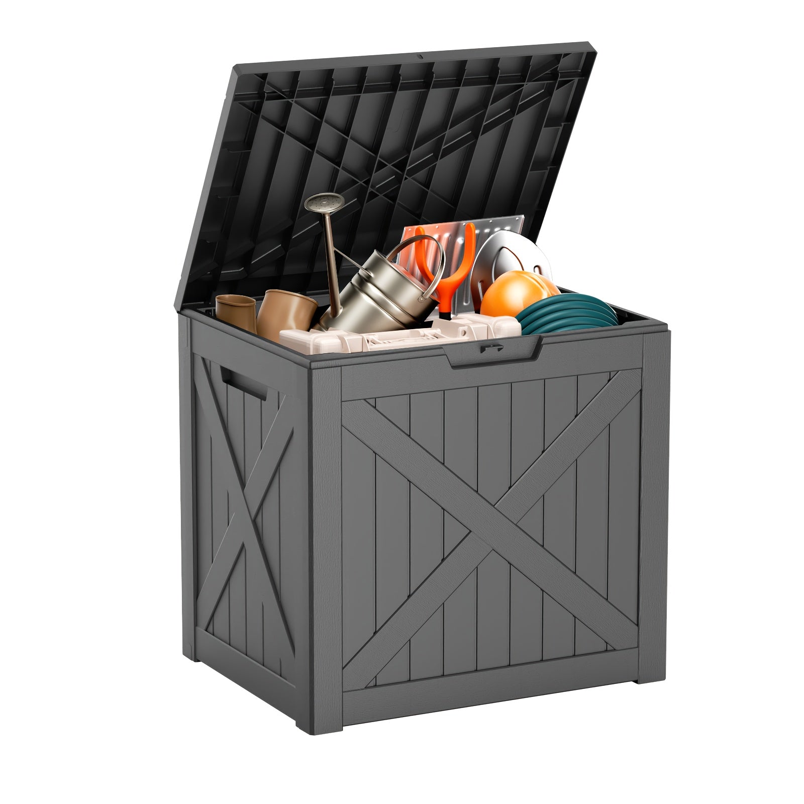 X-Sturdy 35 Gallon Large Resin Outdoor Storage Box, Weatherproof, UV Resistant - Heavy Duty Deck Box for Patio Furniture, Pool Tools, Outdoor Tools And Gardening Tools. Lockable, Perfect Holiday Gift for Halloween, Christmas, Thanksgiving, Box