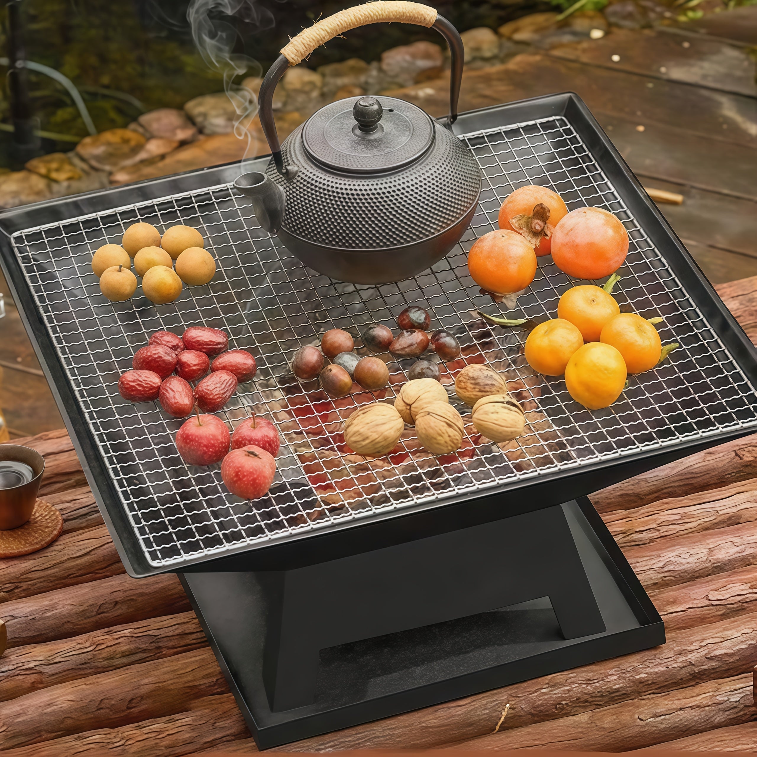 18.5 Inch Outdoor Fire Pit Charcoal BBQ Grill with Fire Poker & Spark Screen Cover, Portable Wood Burning Heating Grill for Bonfire, Camping, Backyard Party & Family Gathering, Father's Day Gift for Dad, BBQ Gifts for Men