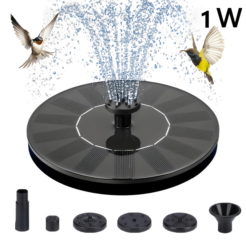 1W/1.5WSolar Polysilicon Panel Fountain Pump, Diameter 13cm, IPX8 Free Standing Floating Solar Powered Water Fountain Pump, 8 to 20 Inches Water Spray, Outdoor Watering Submersible Pump for Pond, Pool, Garden, Fish Tank, Yard, Birdbath