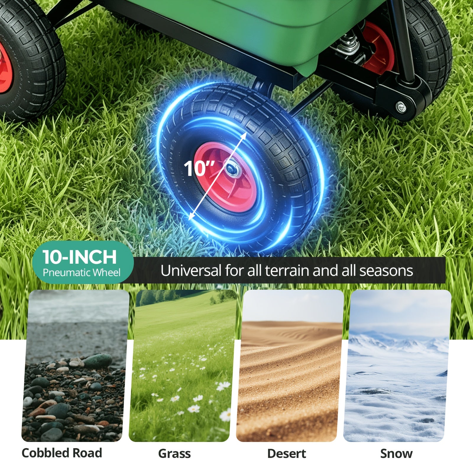 Gardening Supplies, Father's Day Gifts, Local Warehouse - Heavy Duty Garden Dump Cart with Steel Frame & Pneumatic Tires, 350 Lbs Capacity Rotating Dump Bed, All Terrain Utility Wagon for Lawn Yard Farm Outdoor Use