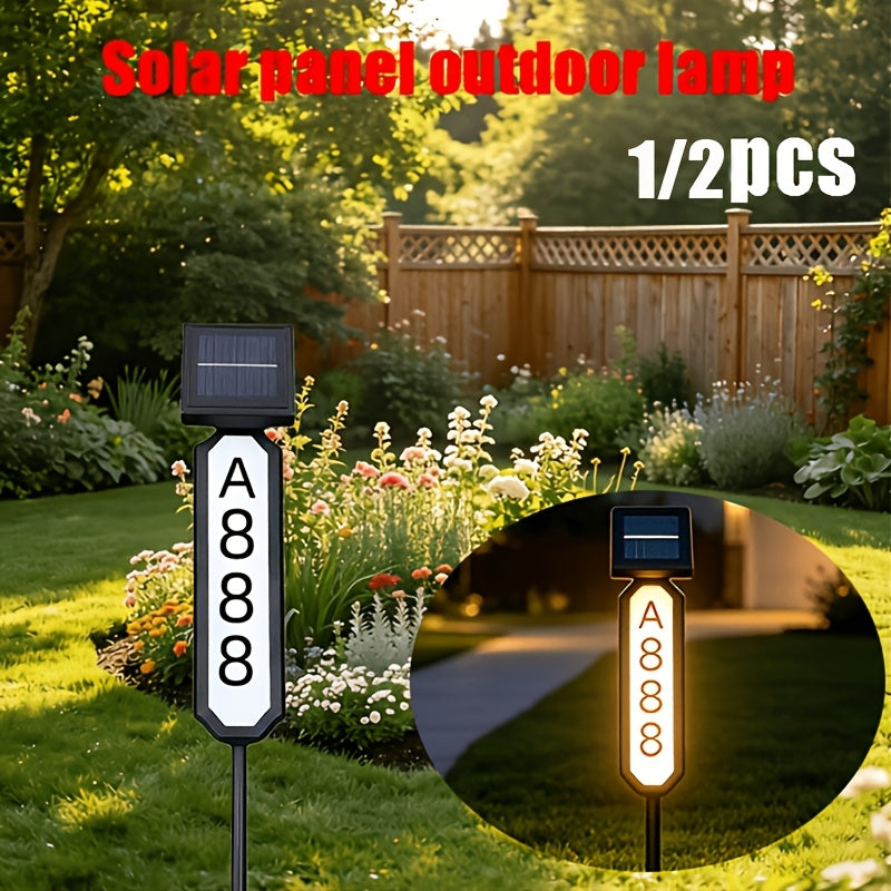 1/2pcs, Outdoor Solar Sign Light, Ground Insert Lawn Light, No Wiring Required, Automatically Lights Up At Night, IP44, Address Sign, Suitable For Homes, Mailboxes, Factories And Commercial Areas, Outdoor Christmas Gardens