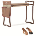 Garden Kneeler And Seat, Foldable Bench Stool with Tool Pouch And Garden Gloves, Thicken And Wide Soft EVA Seat for Gardening, Brown
