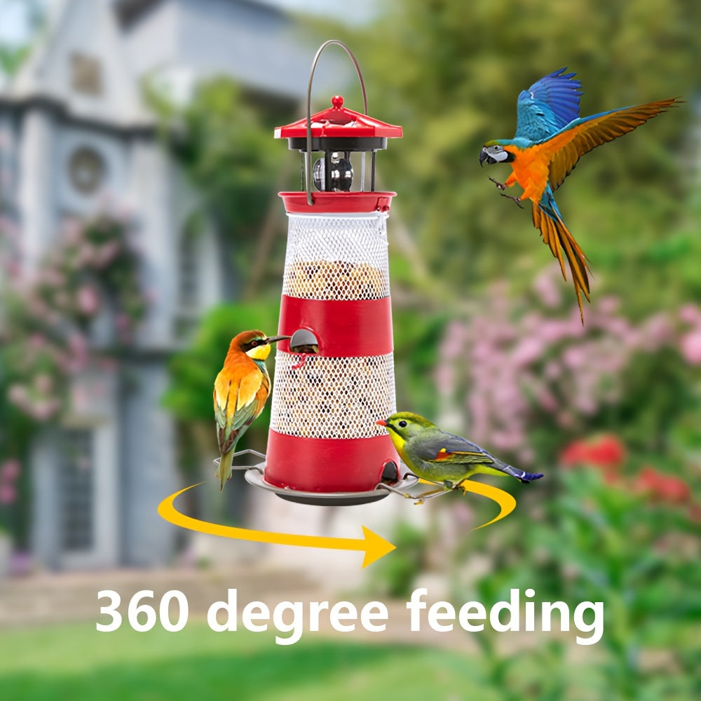 Solar Bird Feeder Lighthouse Hanging Outdoor Birdfeeder Garden Lantern LED Lights Backyard Decor Patio Gifts for Bird Lovers