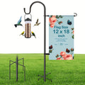 Fekyaeta Garden Flag Holder Stand And Shepherds Hooks, 47 Inch Height with 1/2 Inch Thick Metal Garden Flag Pole-Outdoor Lawn Yard Flag Holder Stake for Small Flag 12x18, Solar Lights-Mini Flag Holder