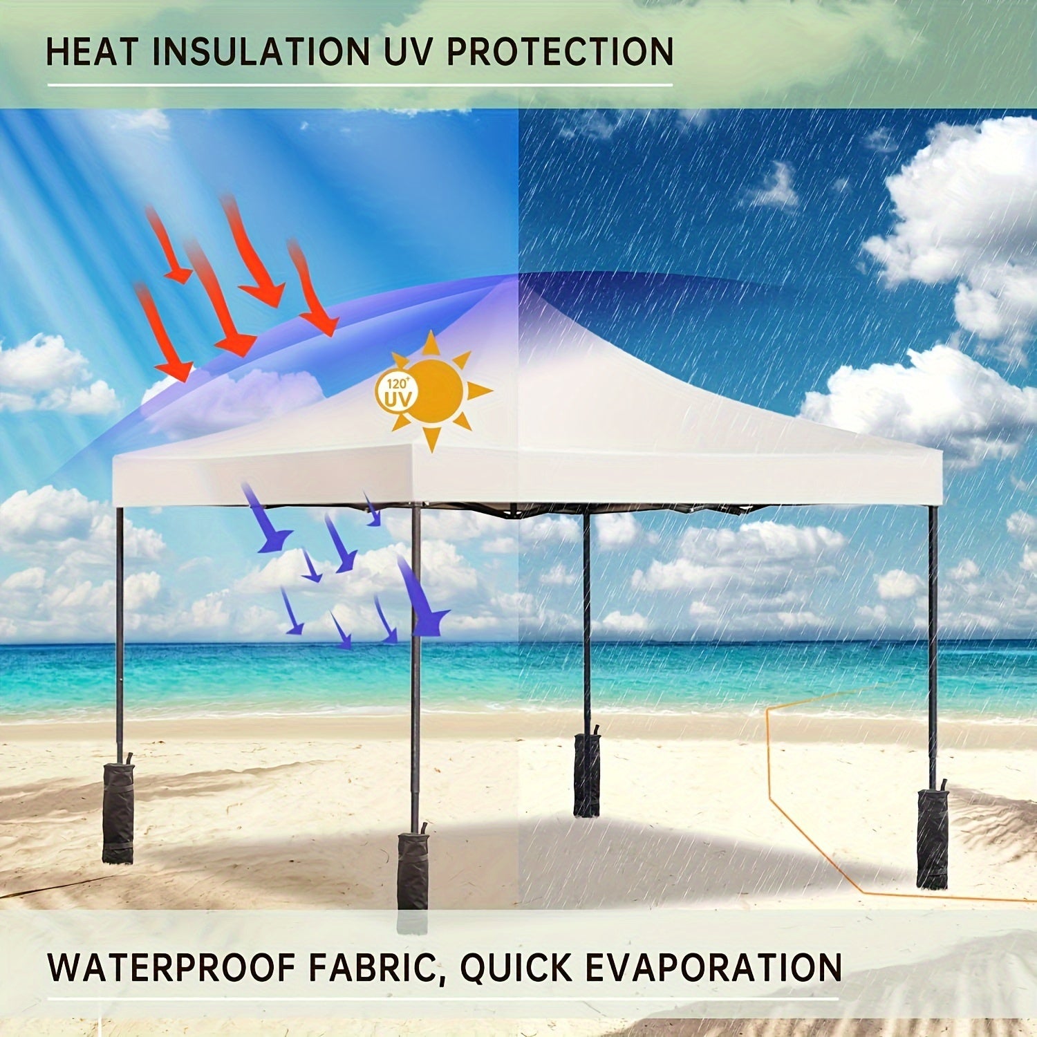 Pop Up Canopy, Commercial Instant Shelter Tent, Portable Folding Ez Up Canopy with 4 Sand Bags, Heavy Duty Waterproof Patio Event Tent for Outdoor Wedding, Camping, Beach