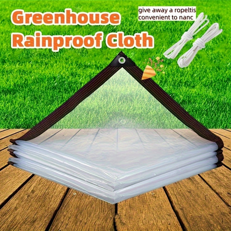 Heavy Duty Transparent Vinyl Waterproof Tent Cloth Set - Complimentary Reinforced Ropes And Metal Rings! Professional Grade Windproof And Waterproof Material, Suitable For Yard Shading, Chicken Coop Protection, Porch Awnings