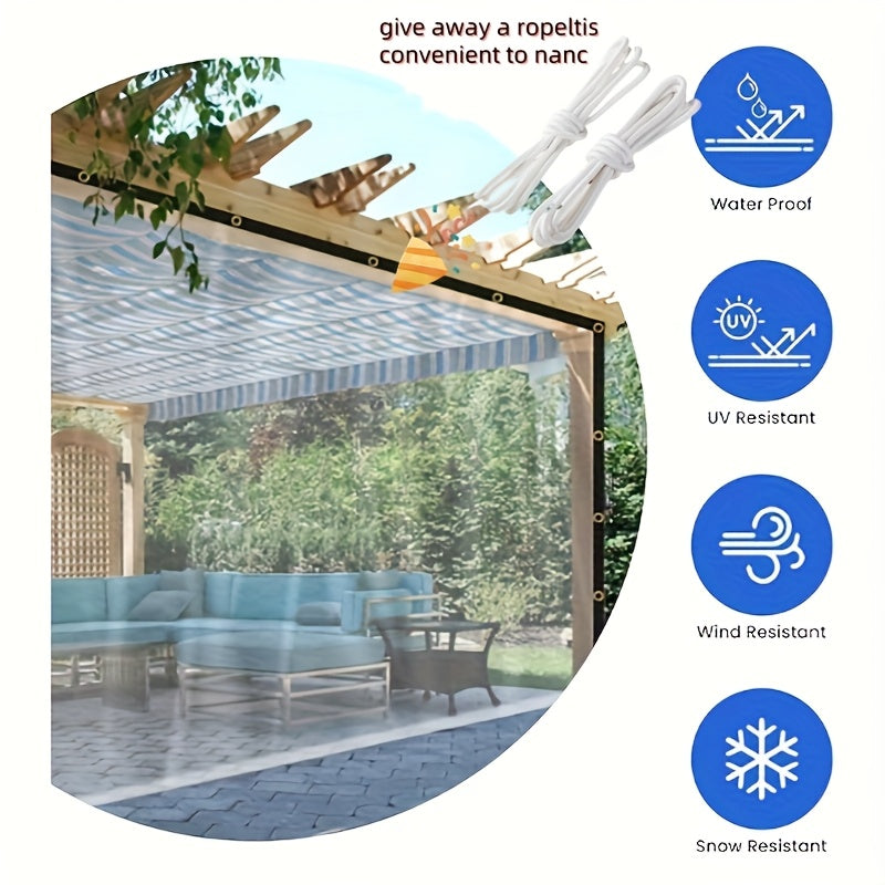 Heavy Duty Transparent Vinyl Waterproof Tent Cloth Set - Complimentary Reinforced Ropes And Metal Rings! Professional Grade Windproof And Waterproof Material, Suitable For Yard Shading, Chicken Coop Protection, Porch Awnings