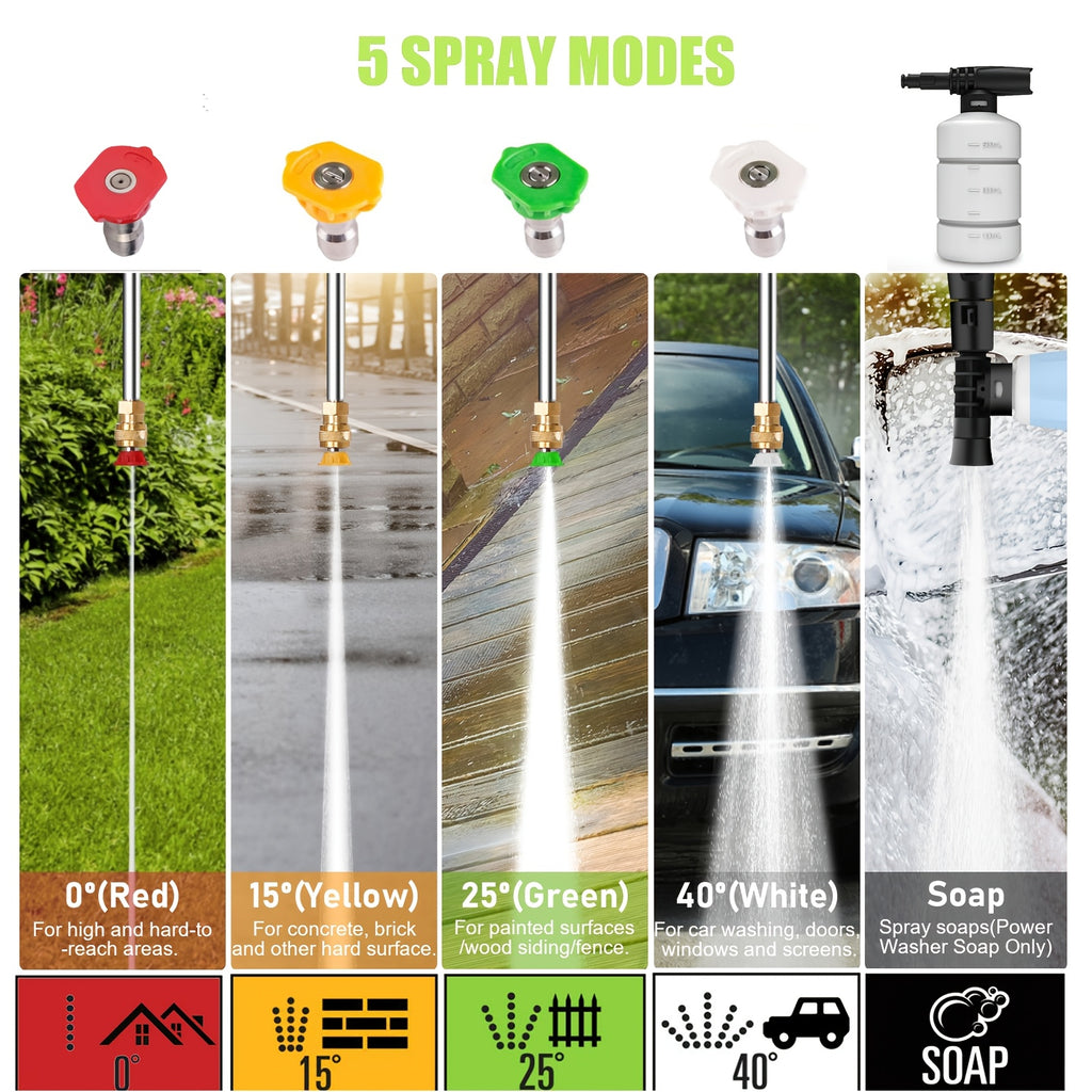5000PSI Electric Pressure Washer - 2025 New Electric Power Washer With Upgraded 33FT Pressure Washer Hose Reel, Foam Cannon, 4 Nozzle Set, Power Washer For House/Patios/Car, Orange