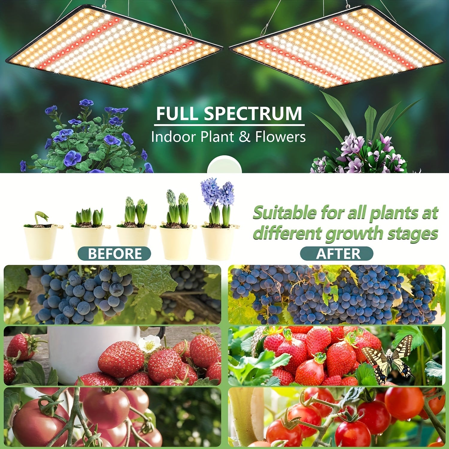Grow Light, (2-Pack) LED Grow Lights For Indoor Plants Full Spectrum Plant Growing Lamps For Seedling Veg And Bloom 200W