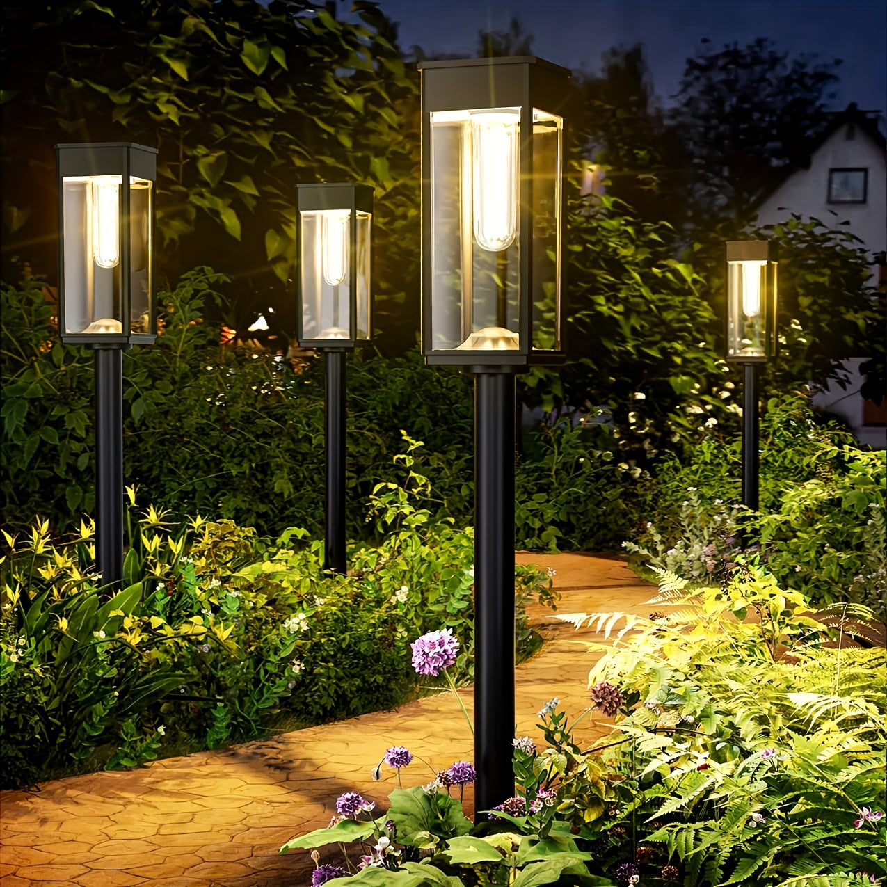 Outdoor Solar Street Lamps, 6/4pcs Outdoor Bright Solar Lamps, IP68 Solar Garden Lamps, Solar Landscape Lighting for Courtyard Terraces, Walkways, Driveways And Roads (Warm White)