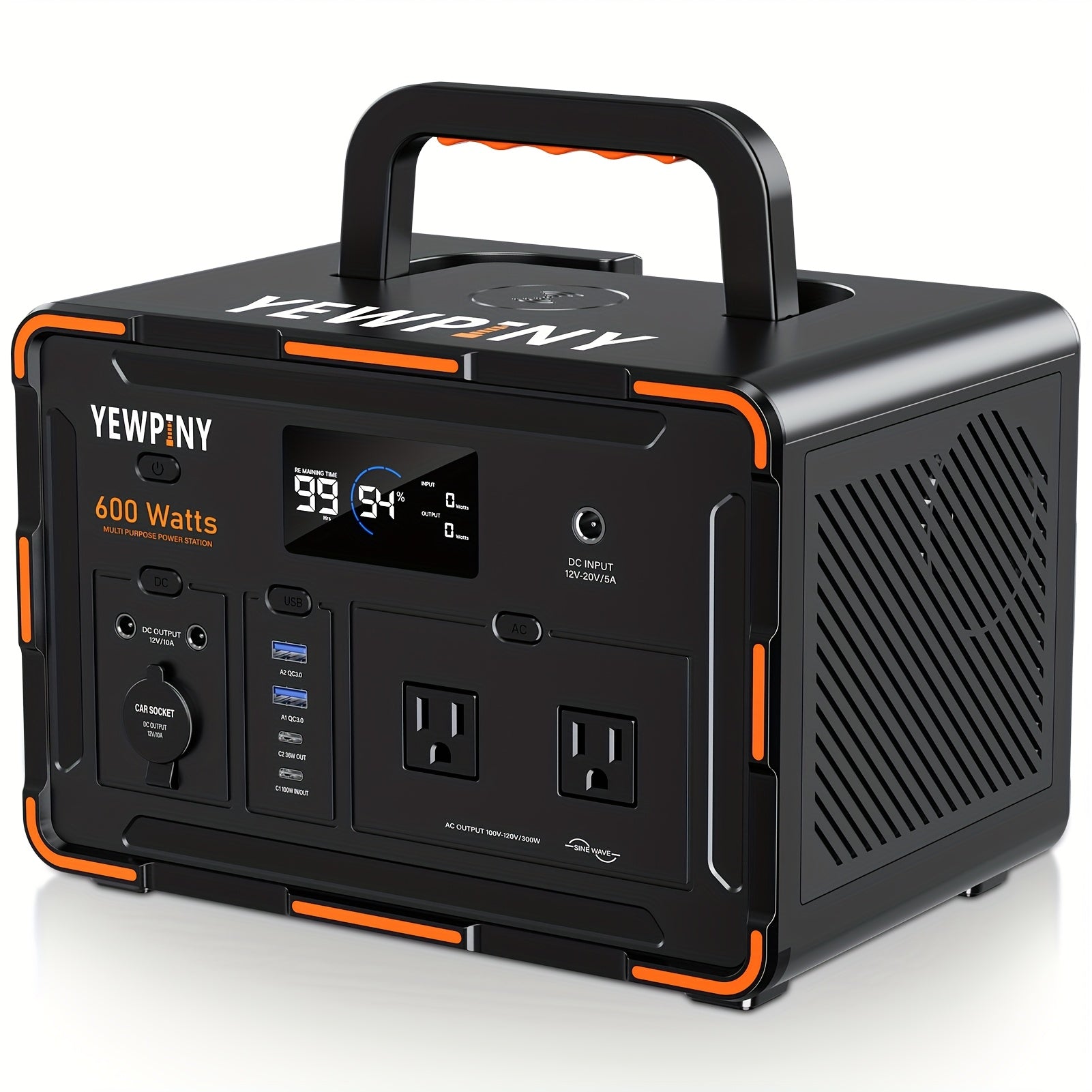 [Portable Power Station] 300W/600W YEWPINY Portable Power Station, Equipped with Fast Charging, 259Wh/599.4Wh Lithium Battery Solar Generator, 17500mAh/27000mAh High-Capacity Lithium Battery, Suitable for Gardens, Outdoor Travel, Camping Trips, Hunting, P