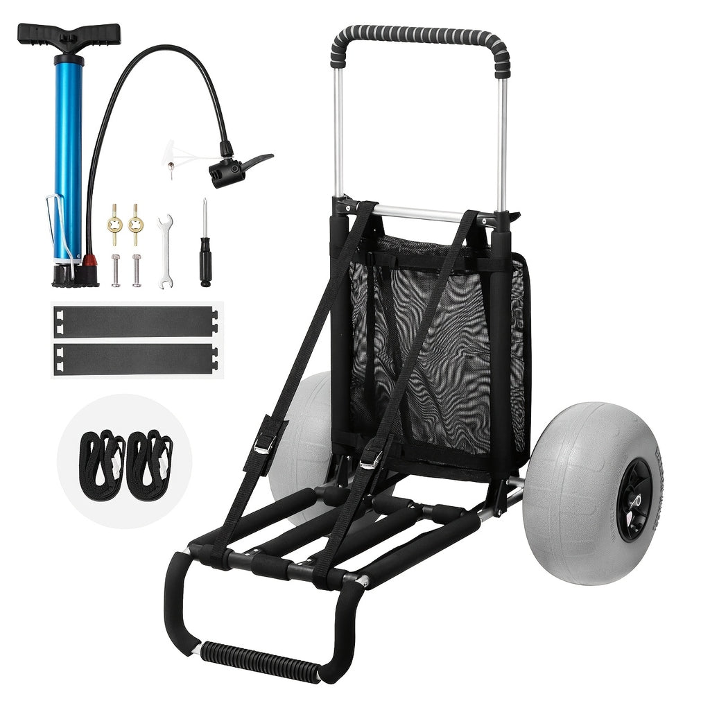 Foldable Beach Cart Cargo Rack, Heavy Duty Beach Gear Carrier with All-Terrain Sand Wheels for Beach, Camping And Fishing