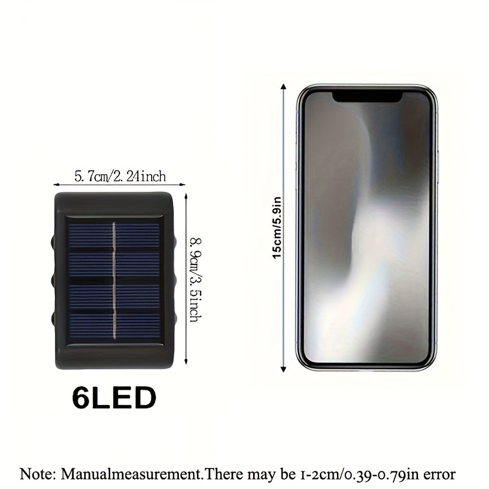 4/8 Packs | 6 LED Solar Up And Down Wall Sconces, Outdoor Decorative Wall Lamps, Home LED Landscape Lighting. Ideal for Yard, Villa, Fence, Patio And Garden. IP44